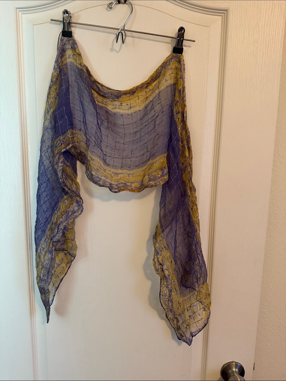 394 Sheer Purple and Yellow Lightweight Scarf